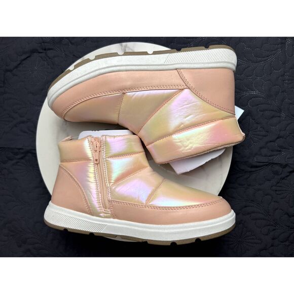 Cat & Jack Girls Jules Puffer Slip-on Booties Snow School Winter Blush SZ 5 &10 - Picture 5 of 12